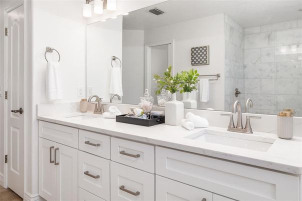 Bathroom, Dual Sink Vanities, Interior, Marble Walls