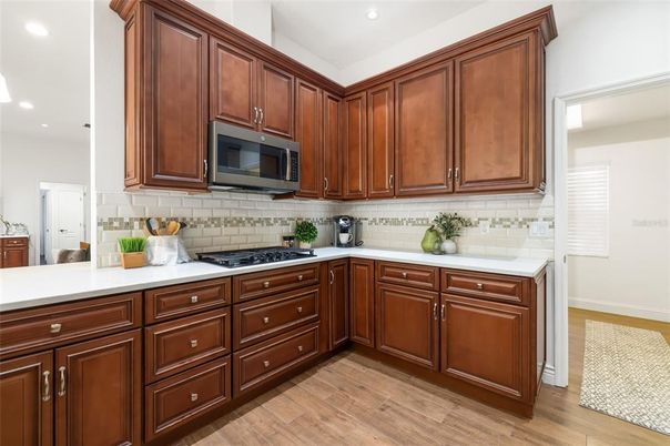 Interior, Kitchen, Recessed Lighting, Wood Texture Flooring