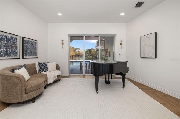Interior, Piano, Recessed Lighting, Wood Texture Flooring