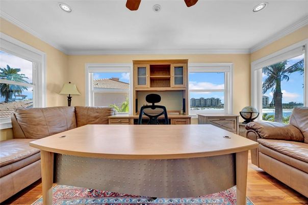 Home Office, Interior, Recessed Lighting, Wood Texture Flooring