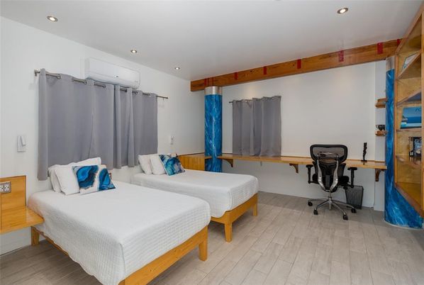 Bedroom, Home Office, Interior, Recessed Lighting, Wood Texture Flooring