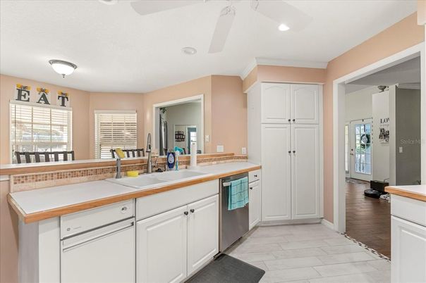 Interior, Kitchen, Recessed Lighting, Wood Texture Flooring