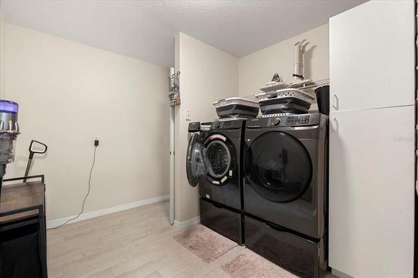 Interior, Washer, Wood Texture Flooring
