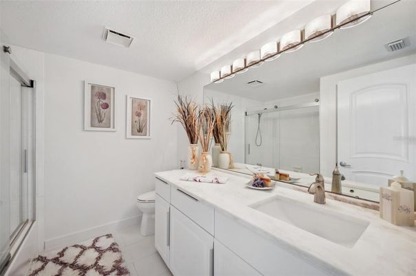 Bathroom, Dual Sink Vanities, Glass Shower, Interior
