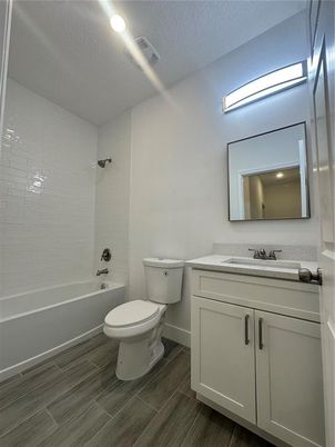 Bathroom, Interior, Recessed Lighting, Wood Texture Flooring