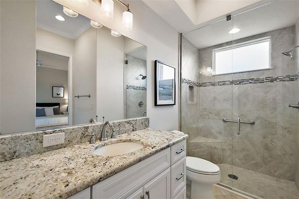 Bathroom, Glass Shower, Interior, Recessed Lighting