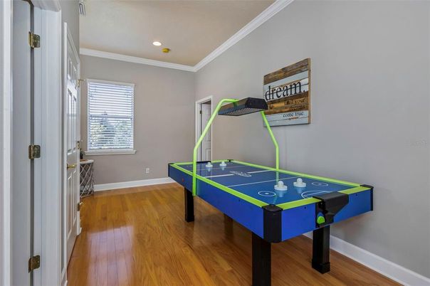 Game Room, Interior, Recessed Lighting, Wood Texture Flooring