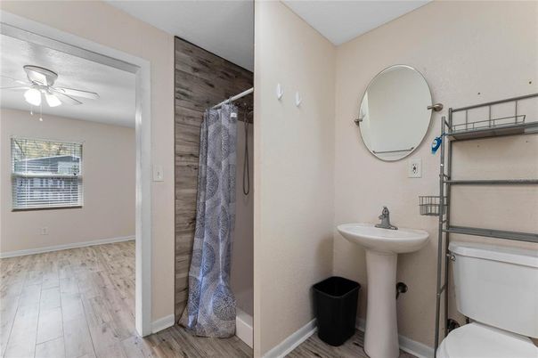 Bathroom, Interior, Wood Texture Flooring, Wooden Walls