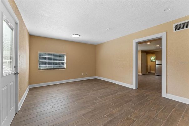 Empty room, Interior, Recessed Lighting, Wood Texture Flooring