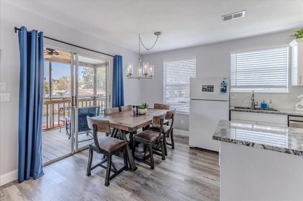 Chandelier, Dining room, Interior, Kitchen, Wood Texture Flooring