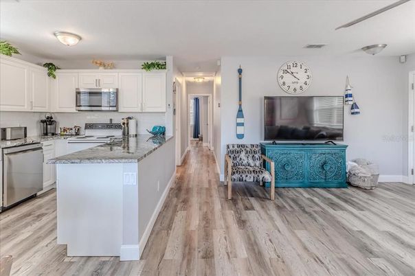 Interior, Kitchen, Stainless Steel Appliances, Wood Texture Flooring