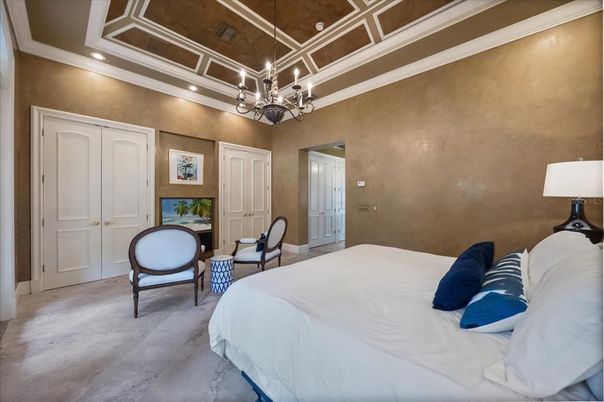 Bedroom, Chandelier, Interior, Recessed Lighting