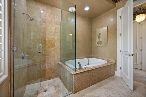 Bathroom, Glass Shower, Interior, Pendant Lights, Recessed Lighting