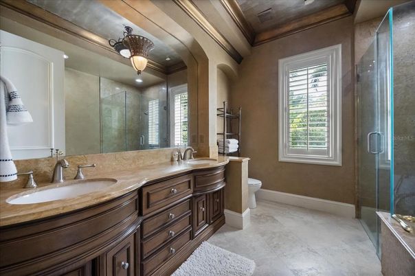 Bathroom, Dual Sink Vanities, Glass Shower, Interior