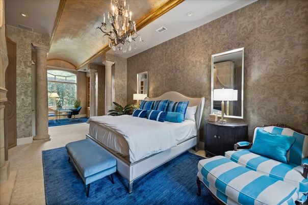 Bedroom, Chandelier, Interior, Recessed Lighting