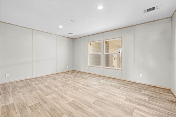 Empty room, Interior, Recessed Lighting, Wood Texture Flooring