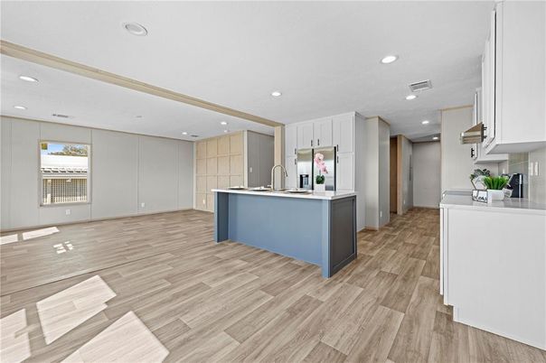 Interior, Kitchen, Recessed Lighting, Wood Texture Flooring