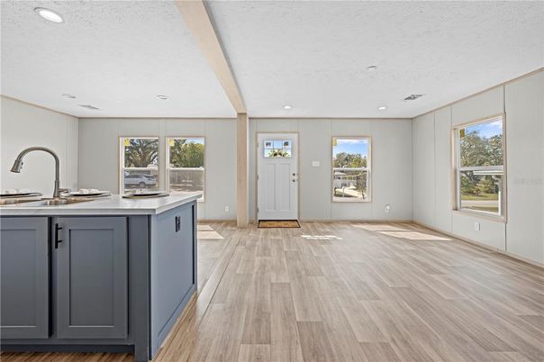 Interior, Kitchen, Recessed Lighting, Wood Texture Flooring