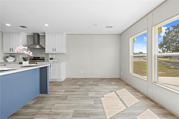 Interior, Kitchen, Recessed Lighting, Wood Texture Flooring