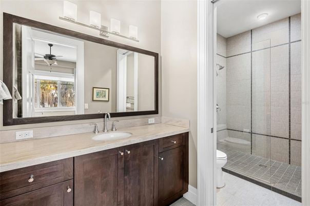 Bathroom, Glass Shower, Interior, Recessed Lighting