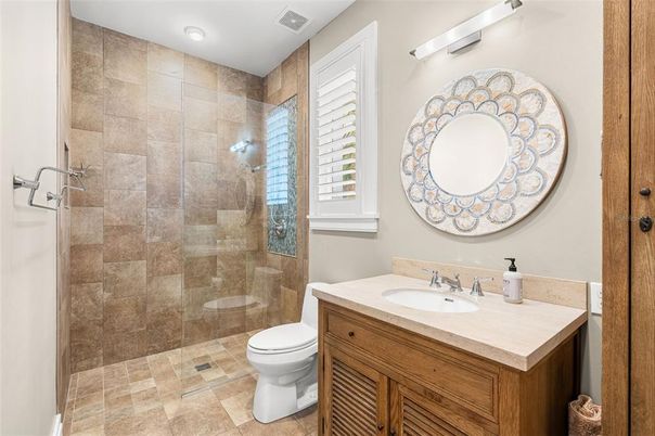 Bathroom, Glass Shower, Interior, Recessed Lighting