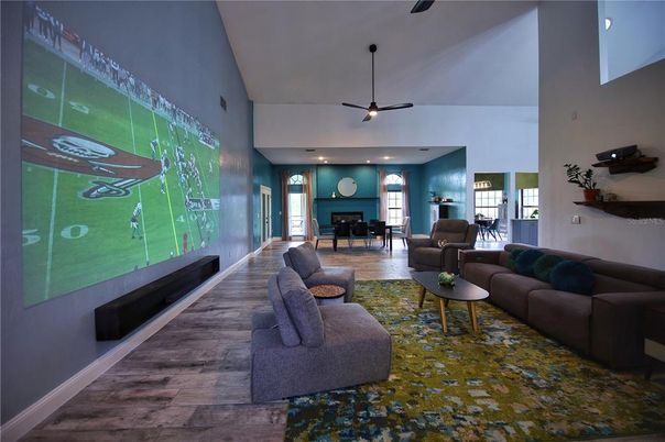 Interior, Living room, Recessed Lighting, Wood Texture Flooring