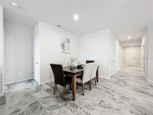 Dining room, Interior, Marble, Recessed Lighting