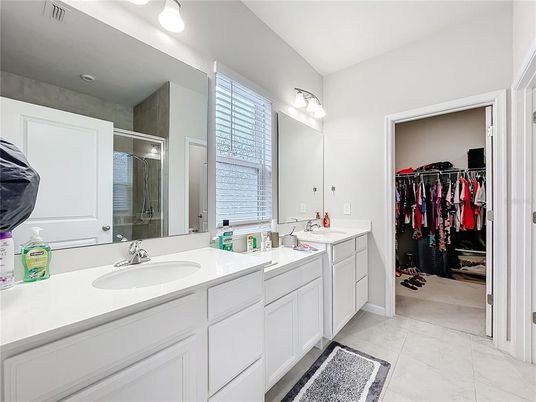 Bathroom, Dual Sink Vanities, Glass Shower, Interior, Walk-in Closets