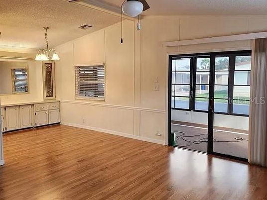 Empty room, Interior, Pendant Lights, Wood Texture Flooring