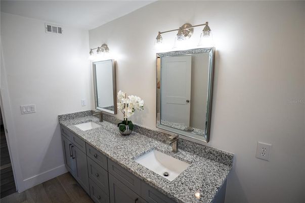 Bathroom, Dual Sink Vanities, Interior, Wood Texture Flooring