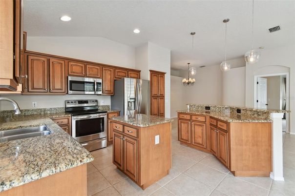 Interior, Kitchen, Pendant Lights, Recessed Lighting, Stainless Steel Appliances