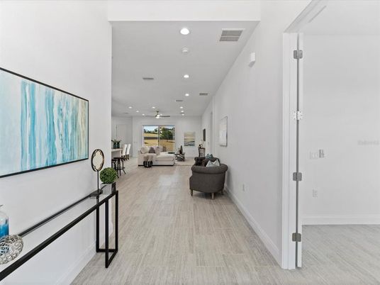 Interior, Living room, Recessed Lighting, Wood Texture Flooring