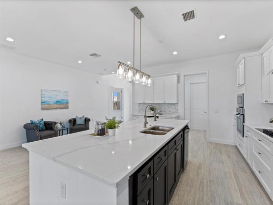 Interior, Kitchen, Pendant Lights, Recessed Lighting, Wood Texture Flooring