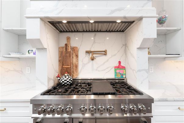 Interior, Kitchen, Marble Walls, Stainless Steel Appliances
