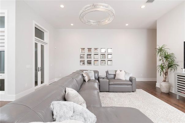 Interior, Living room, Recessed Lighting, Wood Texture Flooring