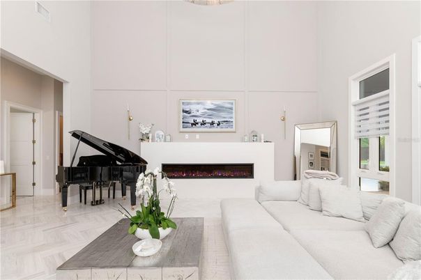Fireplace, Interior, Living room, Piano, Wood Texture Flooring