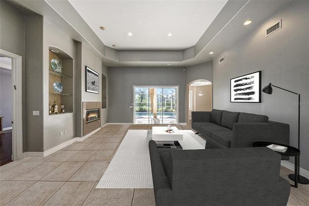 Fireplace, Interior, Living room, Recessed Lighting