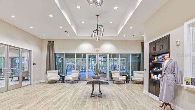 Interior, Living room, Pendant Lights, Recessed Lighting, Wood Texture Flooring