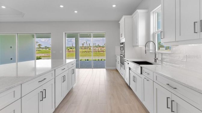 Interior, Kitchen, Recessed Lighting, Wood Texture Flooring