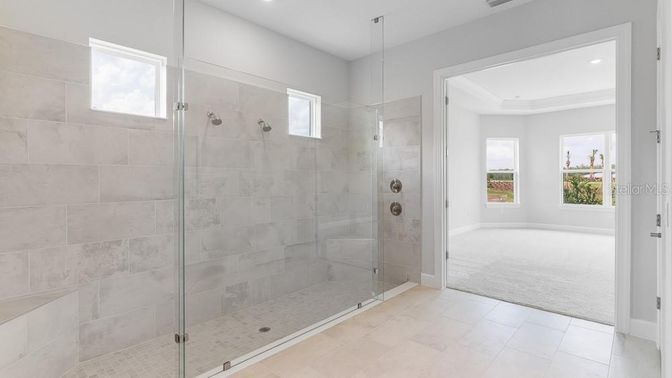 Bathroom, Glass Shower, Interior, Recessed Lighting