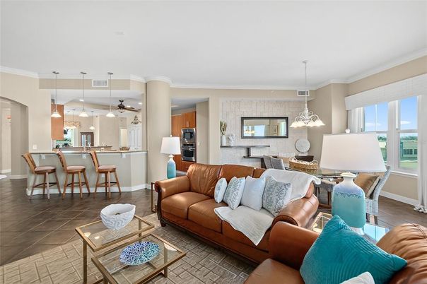 Dining room, Interior, Kitchen, Living room, Pendant Lights, Stainless Steel Appliances