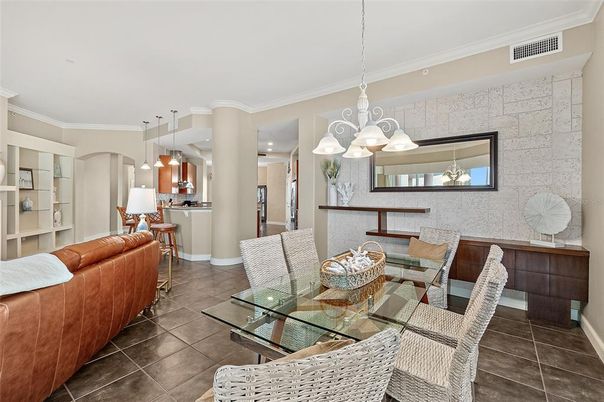 Dining room, Interior, Kitchen, Living room, Pendant Lights, Recessed Lighting, Stone Walls