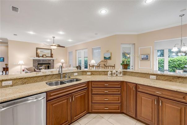 Fireplace, Interior, Kitchen, Pendant Lights, Recessed Lighting