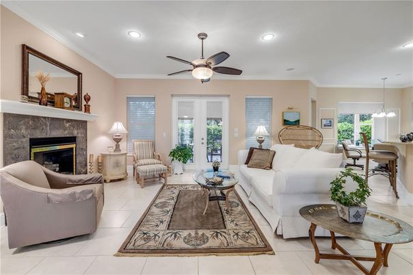 Dining room, Fireplace, Interior, Living room, Pendant Lights, Recessed Lighting