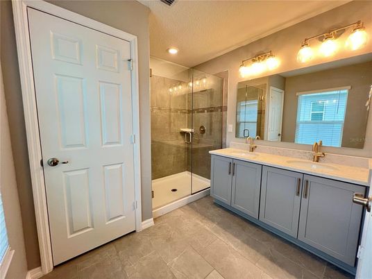 Bathroom, Dual Sink Vanities, Glass Shower, Interior, Recessed Lighting