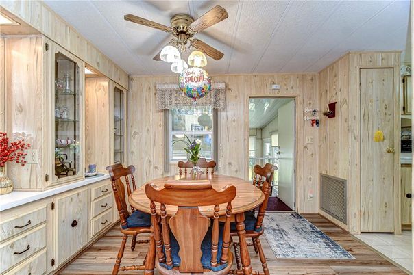 Dining room, Interior, Wood Texture Flooring, Wooden Walls