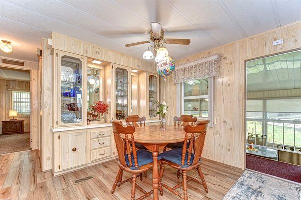 Dining room, Interior, Wood Texture Flooring, Wooden Walls