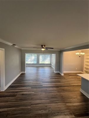 Chandelier, Empty room, Interior, Wood Texture Flooring