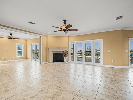 Empty room, Fireplace, Interior, Recessed Lighting
