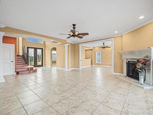 Empty room, Fireplace, Interior, Recessed Lighting